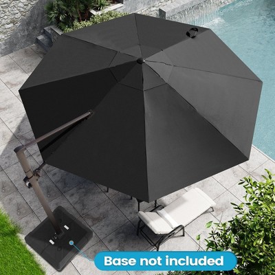 Crestlive Products 11.5FT Round Patio Offset Cantilever Umbrella Adjustable with 360°Rotation Pole Outdoor Umbrella