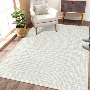Modern Plaid Area Rug Washable Rug Contemporary Non Slip Rugs for Indoor - 1 of 4