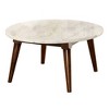 36" Gasha Coffee Table-White Marble Top & Walnut - Acme Furniture: Mid-Century Modern, Round, Wood Legs, No Tools Assembly - 3 of 4