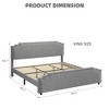 Full Size Bed Frame, Velvet Upholstered Platform Bed Frame with Headboard Rivet Decor, Strong Wood Slat Support - 2 of 4