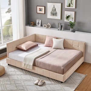 Eucalyptus Wood Sofa With Backrest And Armrests,Velvet Upholstered Tufted Sofa Bed,Sofa Sleeper Couch,Indoor Furniture -Maison Boucle - 1 of 4