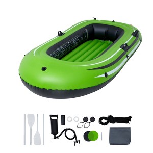 VEVOR Inflatable Boat, 2-Person Inflatable Fishing Boat, Strong PVC Portable Boat Raft Kayak, Includes 45.6 in Aluminum Oars, High-Output Pump - 1 of 4