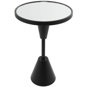 Contemporary Metal Mirrored Accent Table Black - Olivia & May