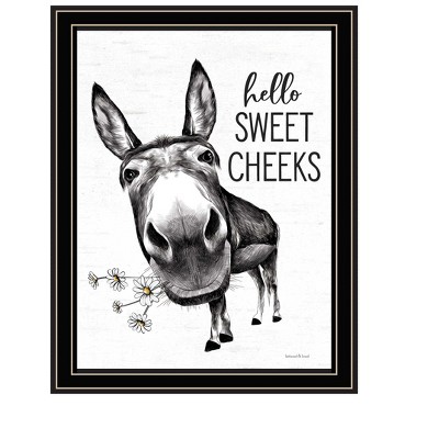 HomeRoots Hello Sweet Cheeks Donkey Black Framed Print Bathroom Wall Art