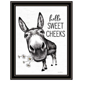 HomeRoots Hello Sweet Cheeks Donkey Black Framed Print Bathroom Wall Art - 1 of 3