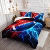 Rugby Comforter Set Full Size – 3Pcs Red Blue American Football Bedding, Sports Theme Quilt Set for Boys Kids Adults with 2 Pillowcases - 2 of 4
