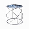 Royal Hampton Round Side End Table, 22 Inch, Open Chrome Base Blue Faux Marble - 2 of 4