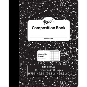 Pacon Composition Book, Black Marble, 1/5" Quadrille Ruled, 9-3/4" x 7-1/2", 100 Sheets (Pack of 6) - 1 of 1