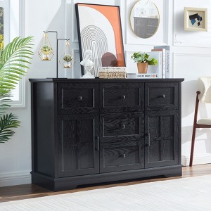 Farmhouse 5 - Drawers Dresser Organizer for Bedroom, Wood Rustic Wide Chest of Drawers - 1 of 4