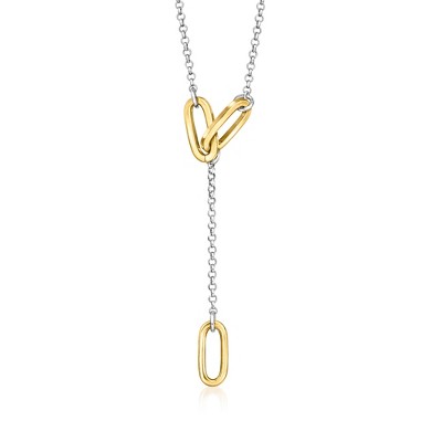 Pure Collection by Ross-Simons Italian 18kt Gold Vermeil and Sterling Silver Oval-Link Y-Necklace Size 16