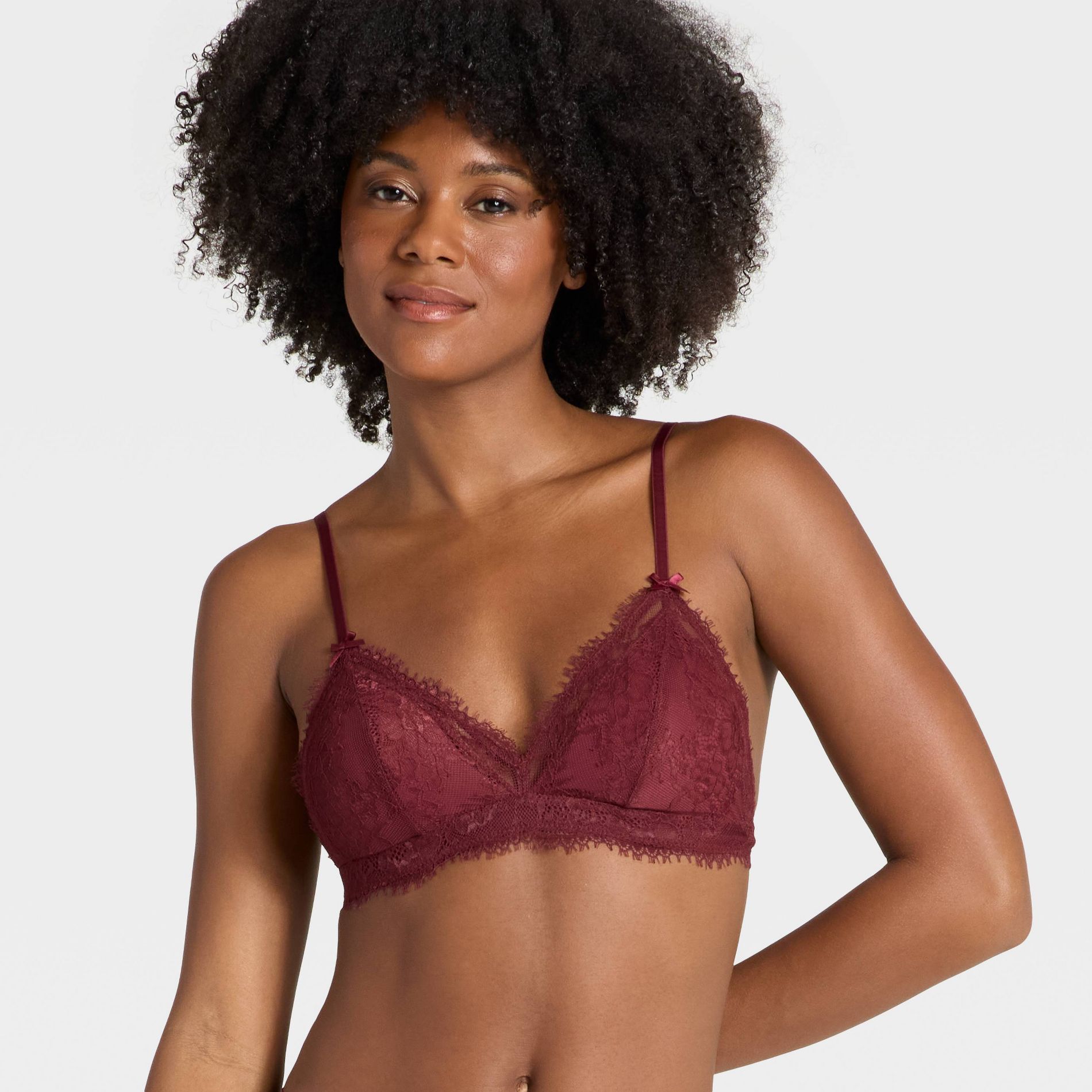 Women's Lace Removeable Pad Bralette - Auden™ Berry Red M