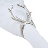 Saro Lifestyle Saro Lifestyle Rustic Napkin Rings With Antler Design (Set of 4), Silver, - 3 of 3