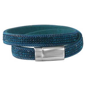Zirconite Colored Crystals Double Wrap Bracelet - Turquoise, Women