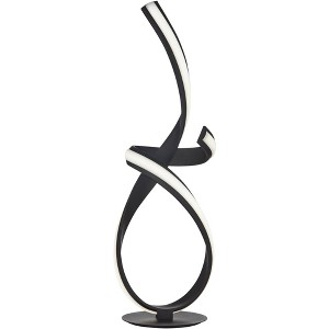 360 Lighting Curl 23 1/2" High Small Modern Accent Table Lamp LED Black Metal Single White Shade Living Room Bedroom Bedside Nightstand House Office - 1 of 4