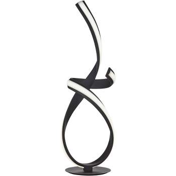 360 Lighting Curl 23 1/2" High Small Modern Accent Table Lamp LED Black Metal Single White Shade Living Room Bedroom Bedside Nightstand House Office