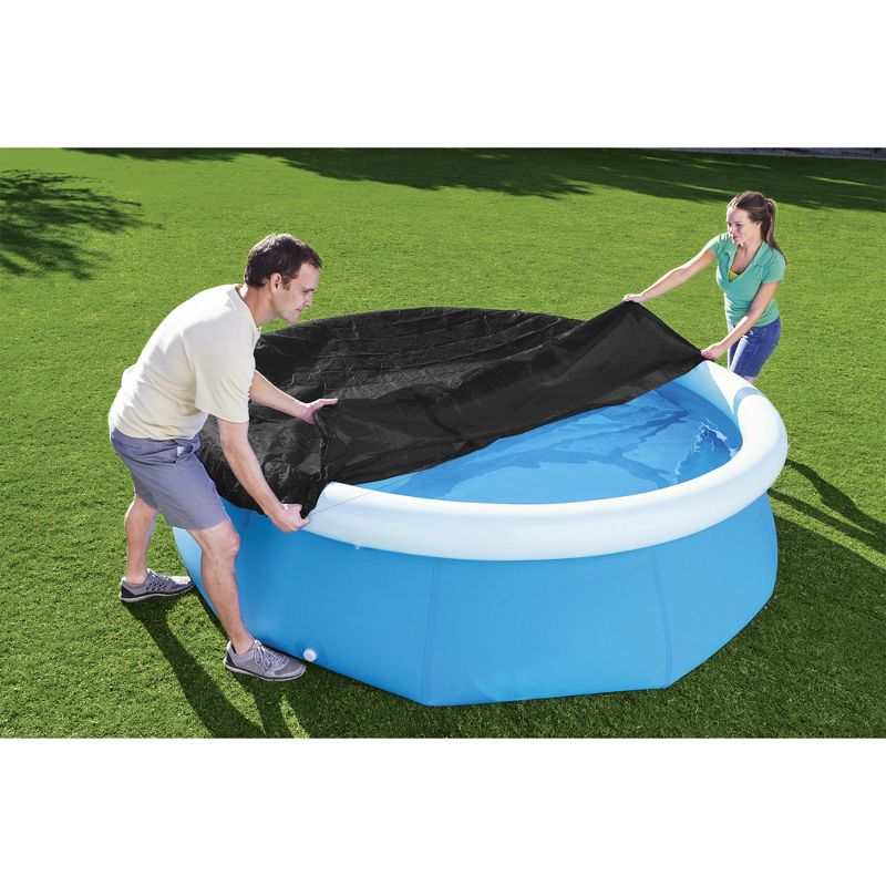 Bestway Flowclear Fast Set Round PVC Swimming Pool Debris Cover (Pool Not Included) with Rope and Drain Holes, Blue, 6 of 8
