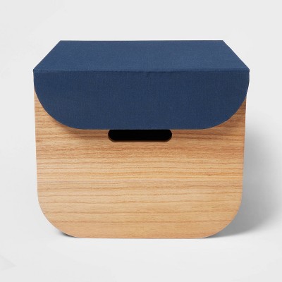 Medium Natural Wood Kids Storage With Lid Navy Pillowfort Target