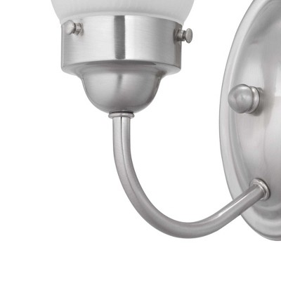 Brushed Nickel Fluted Glass One-Light Bath Vanity Fixture
