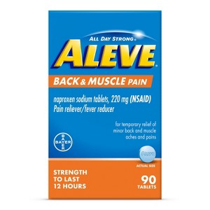 Aleve NSAID Back & Muscle Pain Reliever & Fever Reducer, Naproxen Sodium Tablets - 90ct - 1 of 4
