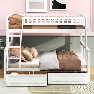 GDFStudio Pepys Twin Over Full Bunk Bed Convertible into Two Beds with Storage Drawers - 1 of 4
