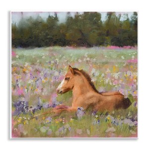 Stupell Industries Foal Horse Lounging Flower Meadow Wall Plaque Art - 1 of 4