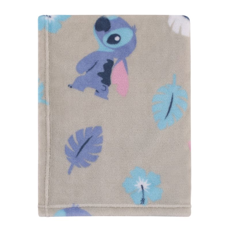 Disney Stitch Gray, Blue, Aqua, and White Super Soft Plush Baby Blanket, 1 of 5