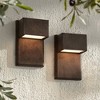 Possini Euro Design Lyons Modern Industrial Outdoor Wall Light Fixtures Set of 2 Bronze Black Box Frame LED 8" for Post Exterior Barn - 2 of 4
