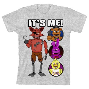 Five Nights at Freddy's It's Me! Foxy and Friends Boy's Heather Grey T-shirt - 1 of 2