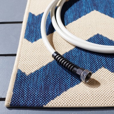 Navy and Beige Chevron Indoor/Outdoor Area Rug