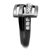 Slickblue Women's Ring, Light Black, Geometric Square Top, Clear CZ Side Stones, IP Gun Finish, Stainless Steel, 5–10 - 4 of 4