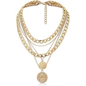 Handmade Layered Heart & Arrow Bar Choker Necklace, 18k Gold Plated, Dainty for Women - 1 of 4