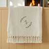 Personalization Mall Floral Wreath Embroidered Initial Afghan Throw Blanket - 2 of 4