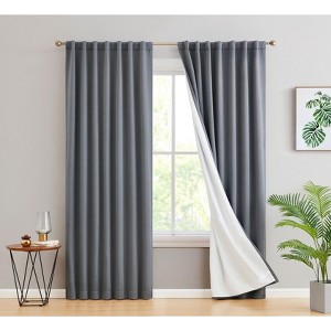 HLC.ME Hamilton 100% Full Blackout Lined Thermal Insulated Soundproof Window Curtain Rod Pocket Back Tab Panels, Set of 2 - 1 of 4