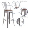 Emma and Oliver 30"H Metal Dining Barstool with Back and Square Wood Seat - 3 of 4