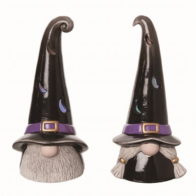 Transpac Ceramic Black Halloween Light Up Gnome Set of 2