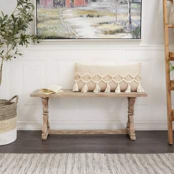 Distressed Farmhouse Wood Bench Brown - Olivia & May