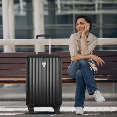 FONTOI Luggage, 3-Piece Luggage with TSA Lock and Double Spinner Wheels, Luggage Sets 20"/24"/28", Black, 9.06"*22.44"*13.98"