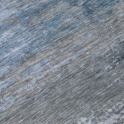 HomeRoots 10' X 14' Pewter Navy Blue And Charcoal Abstract Washable Indoor Outdoor Area Rug