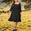 Agnes Orinda Women's Plus Size Square Neck Swiss Dots Wedding Empire Waist Ruffle Hem Chiffon Midi Dresses - 2 of 4