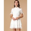 Allegra K Women's Peter Pan Collar Floral Drawstring Chiffon Layered Dress - 2 of 4