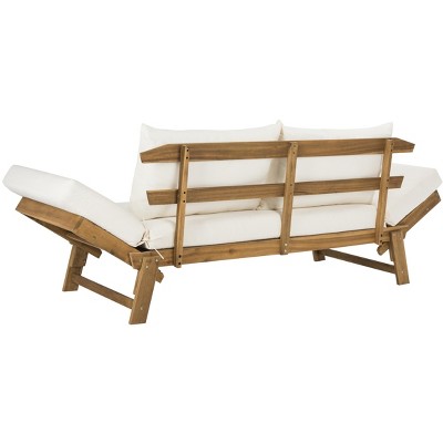 Natural Acacia Wood Daybed with Beige Cushions