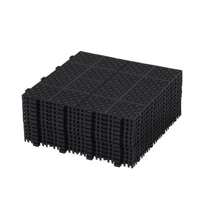 Dolonm 12"x12" Black Interlocking Deck Tiles - Rosette Pattern, 6613 LB Capacity, Waterproof & Anti-Slip