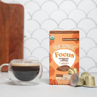 Four Sigmatic Focus Organic Medium Roast Nespresso Compatible Espresso Coffee Pods - 10ct