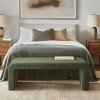 CAVINAS Storage Bench Ottoman with Storage Upholstered Boucle Waterfall Bench, Green - 2 of 4