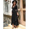 Coolmee Women's Maternity Dress V neck 3/4 Sleeve Ruffle Long Dress High Waist A Line Maxi Dress with Belts - 3 of 4