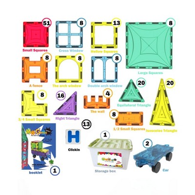 Multi-Color Magnetic Building Block Set with Car Bases