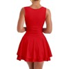 Clotth Elegant Women's Square Neck Ruffle Hem Mini Dress Ruched Waist Short Party Dresses - 3 of 4