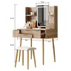 Gulches 4-Drawer Vanity Desk with Carved Details Fluted Makeup Table, Metal Legs, PU Stool, Jewelry Storage for Bedroom - 2 of 4