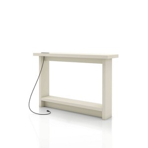 miBasics Nortal 47.24" Console Table Modern 1 Shelf with Usb and Power Ports Soft White - 1 of 4