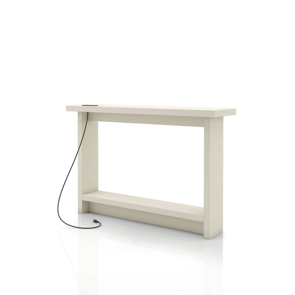 miBasics Nortal 47.24" Console Table Modern 1 Shelf with Usb and Power Ports Soft White